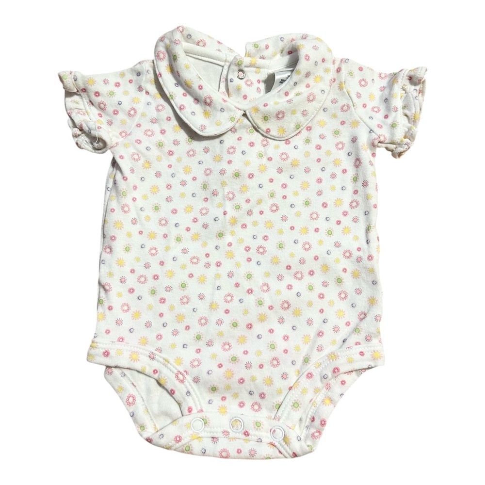 Vintage Carter’s White Floral Peter Pan Onesie Size Newborn 100% Cotton